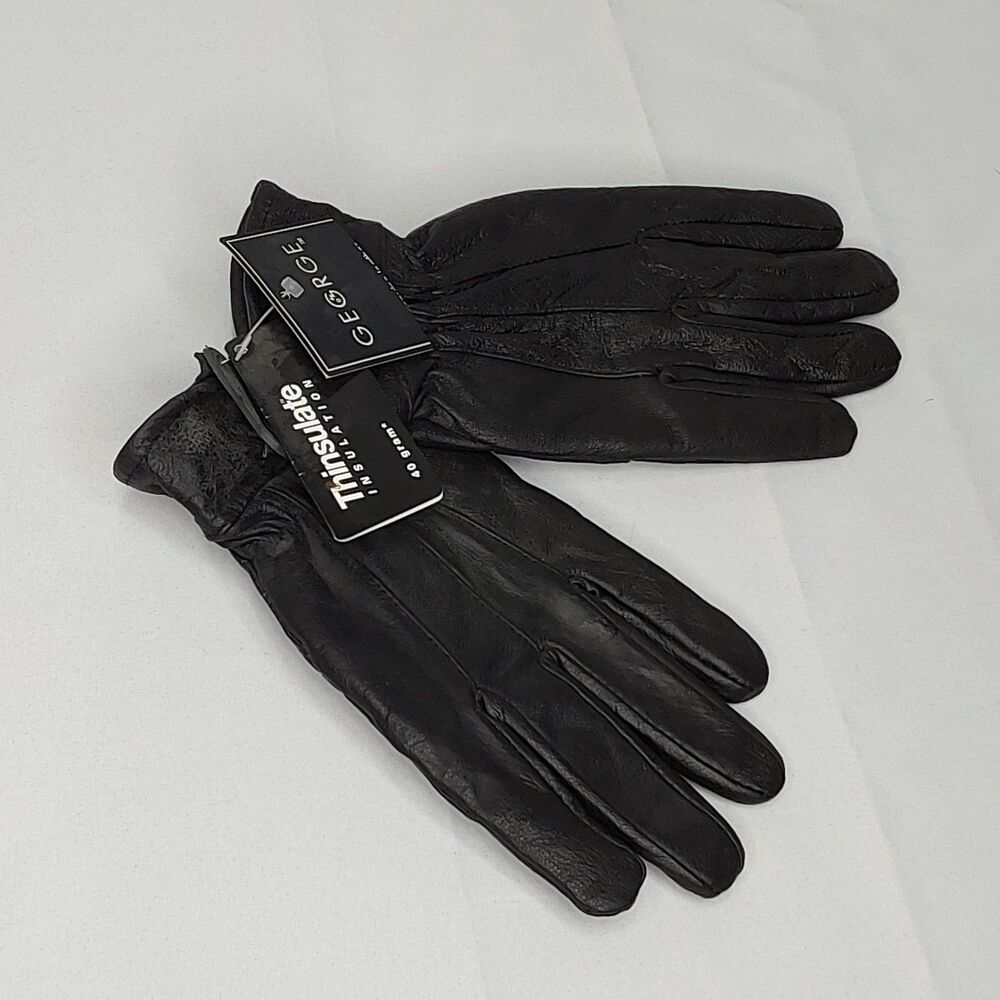 NEW Mens 3M Thinsulate 40 gram Thermal Insulated Winter Leather Gloves Black